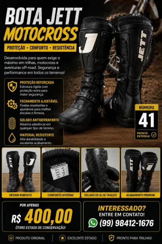 Bota Motocross JETT Original Nº 41 - Excelente Estado - R$ 400