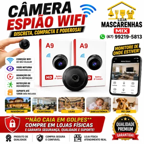 Mini Câmera Wifi Discreta e Compacta Cod: 0196