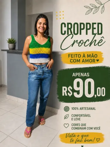 Croped todo em crochê