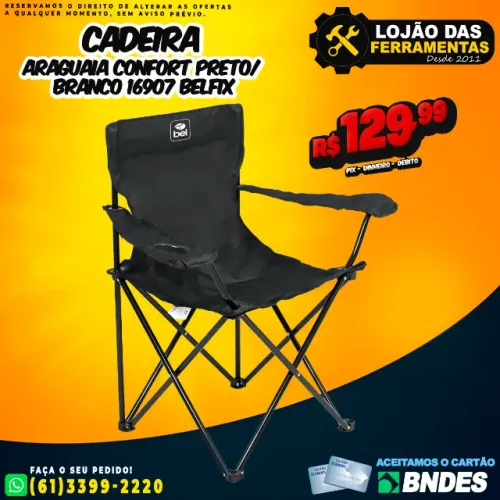 Cadeira Araguaia Confort Branco/Preto 16907 Belfix