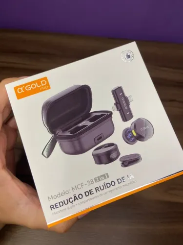 Microfone Lapela Duplo sem Fio MCF-38 A Gold tipo c e iphone an11