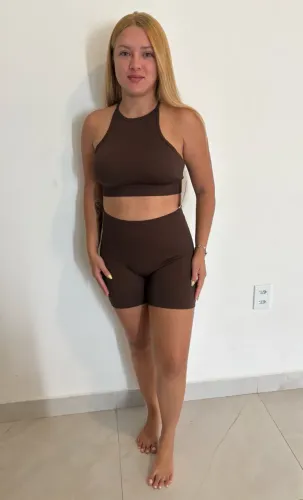 Roupa fitness conjunto canelado