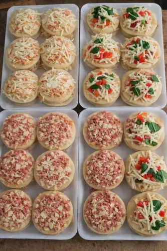 Mini pizzas, discos pré assados e massa integral 