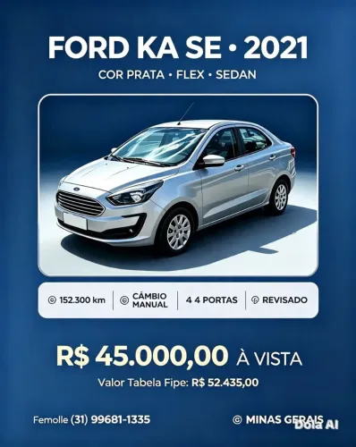 Ford KA 1.5 Sedan SE 12V Flex 4P Mec. 2021