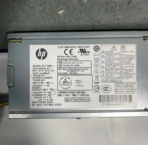 Fonte Real Hp Mod: Dps-240ab-4 A 240w Prodesk 600 G1 Sff  (Usado)