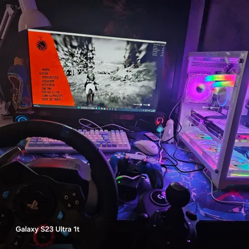 PC gamer completo . Volante , fone , mouse e teclado da red. Controle ps5 . 10k
