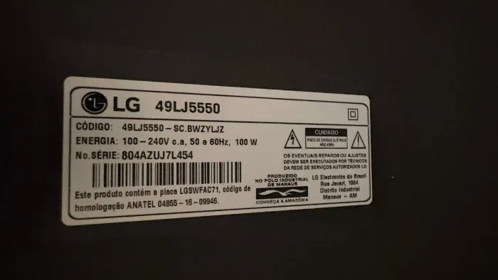 TV LG 49 PARA RETIRADA DE PEÇAS - MODELO 49LJ5550