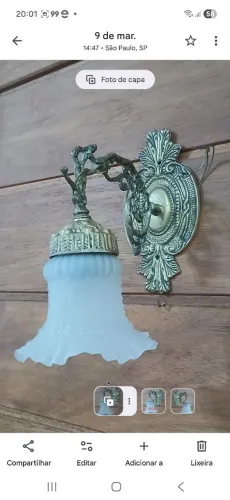 Arandela em bronze e tulipa de vidro