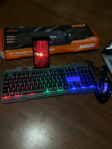 ? Kit Gamer Teclado Semi Mecânico LED + Mouse 2400 DPI USB