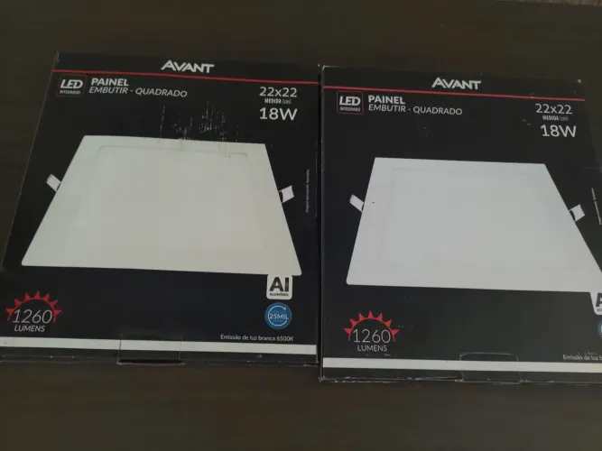 2 painéis embutidos quadrado 18w novos