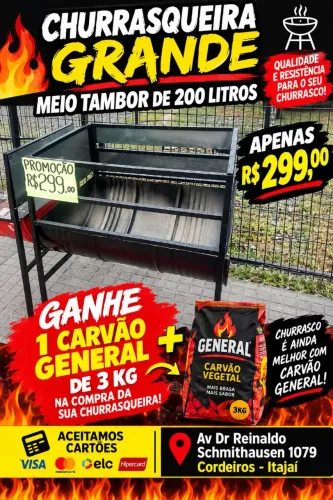 Churrasqueira grande meio tambor de 200 litros 