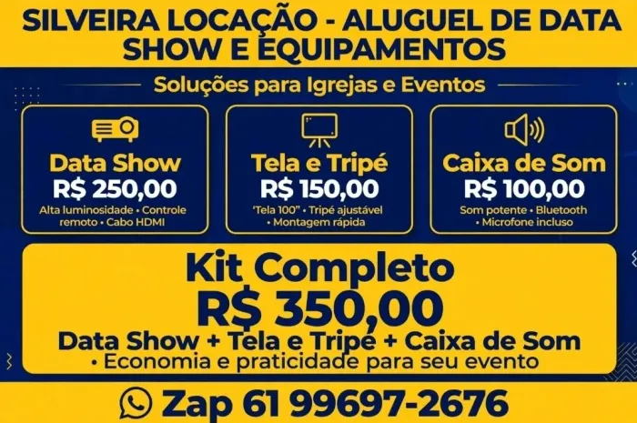 Aluguel de data show, tela e som