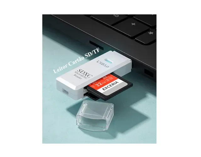 Leitor Cartão de Memória Micro TF e Cartão SD, Adaptador 2em1 Com Interface USB 3.0 