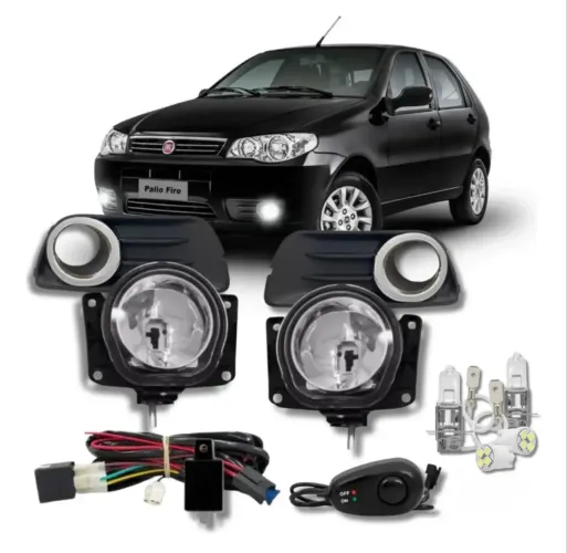 Kit farol de milha palio economy / way / molduras aro cromado