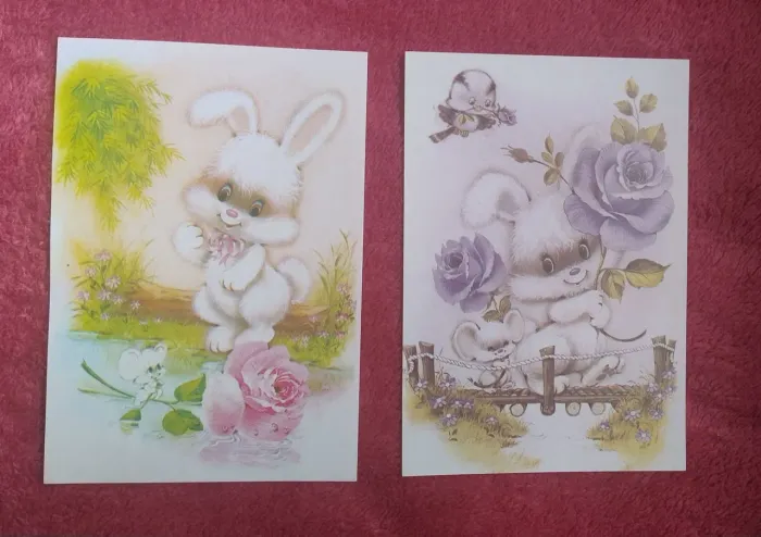 Lote com 07 Papéis de Carta - Gatos e Coelhos