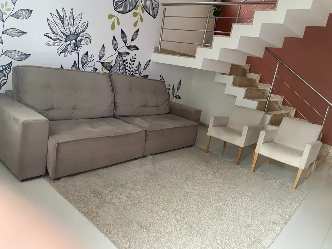 ? Sofá Retrátil e Reclinável + Poltronas em Madeira Maciça