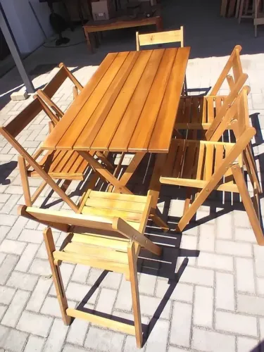 Conj Mesa Dobravel Eucalipto 1,20 X 65 Envernizado
