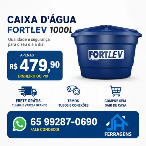 Caixa d'água 1000L Fortlev - Frete Grátis