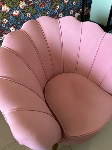 Poltrona Concha Veludo Rosa