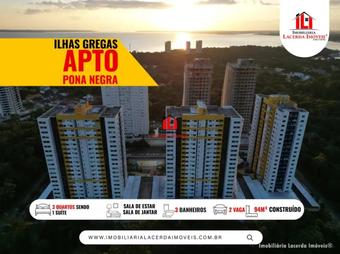 Ilhas Gregas, 94m², 3 quartos sendo 2 suítes, 2 vagas cobertas, Use FGTS, Semimobiliado