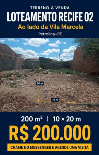 Terreno 10×20 no Recife 02, ao lado da Vila Marcela ? Petrolina