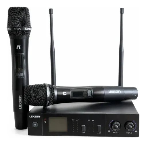 Microfone sem Fio Duplo Lexsen NXS902C HT2 Recarregável 