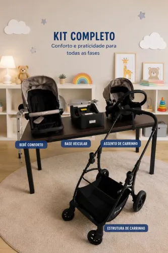 Conjunto carrinho e bebe conforto burigotto. capuccino