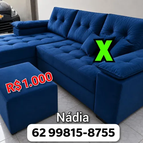 SOFÁ AZUL 4 LUGARES 
