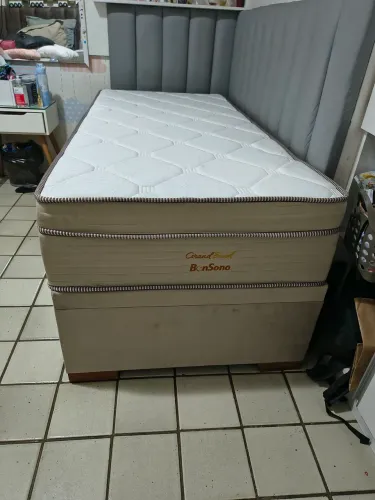 Conjunto box solteiro bon sono completo baú blindado solteiro