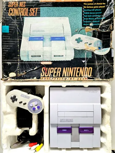 Snes Super Nintendo completo na caixa + mario world