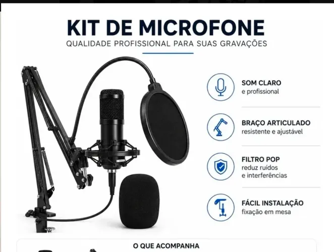 Microfone para podcast, entrevista, etc