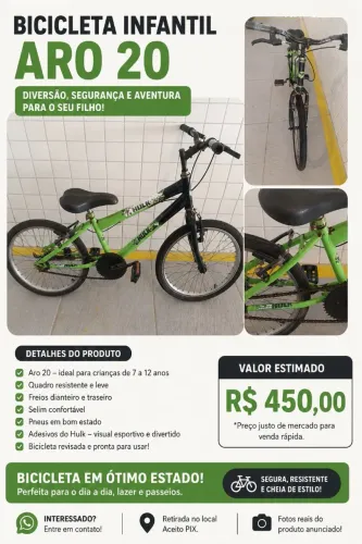 Bicicleta infantil aro 20 
