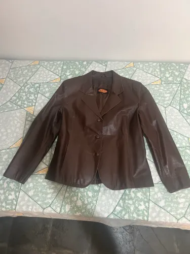 Blazer couro legítimo feminino 