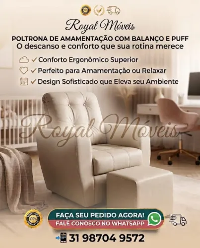 Poltrona P/Amamentação C/Balanço C/Puff. Produto Novo Direto de Fábrica.