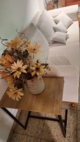 Sofá com pequeno detalhe (desfiado) nos braços
