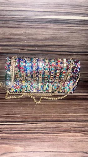 Bolsa colorida com strass nunca a usada 