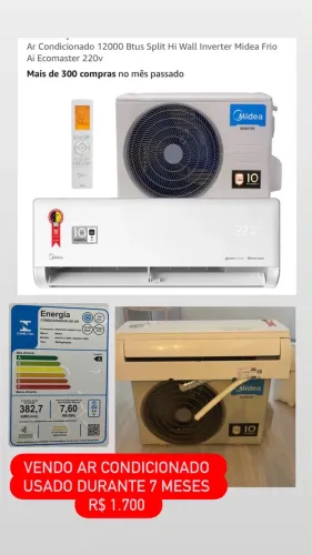 Ar Condicionado 12000 Btus Split Hi Wall Inverter Midea Frio Ai Ecomaster 220v