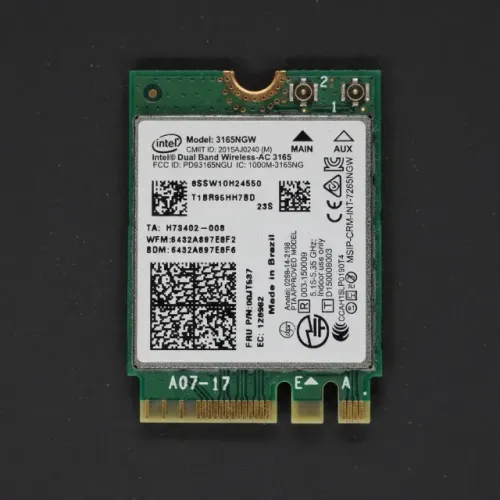 Placa Wi-Fi Intel Dual Band Wireless-AC 3165NGW com Bluetooth 4.2 - M.2 2230