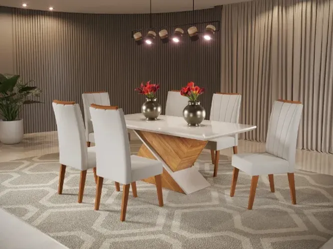 Pronta entrega!! Sala Aurea 180x90 com 6 Cadeiras Safira - Produto novo, pague no ato;