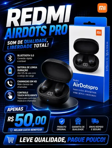 Fone de Ouvido Bluetooth Redmi 