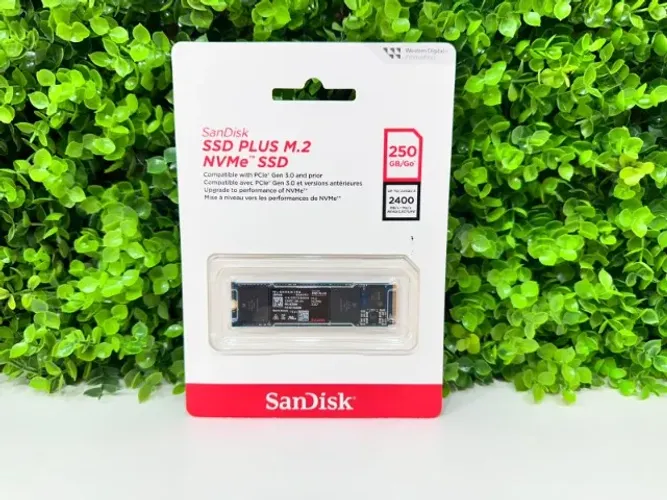SSD Sandisk plus, 250GB, M.2 NVMe, Gen 3, Leitura e Gravação até 2400MB/s -SDSSDA3N-250G-G