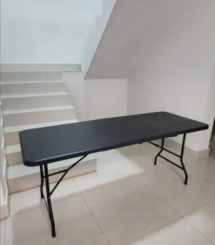 (Nova) Mesa Dobrável 180cm - Picnic / Churrasco/Acampamento - Nova - Cor Preta