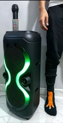 Caixa de som Bluetooth com rádio FM 1200 W de Potência Amplificada PMPO Caixa Grande 68 cm