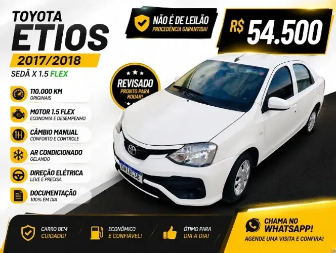 Toyota Etios X Sedan 1.5 Flex 16V 4P Aut. 2018
