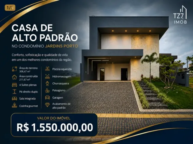 ? SOBRADO DE ALTO PADRÃO | 4 SUÍTES | PISCINA | JARDINS PORTO