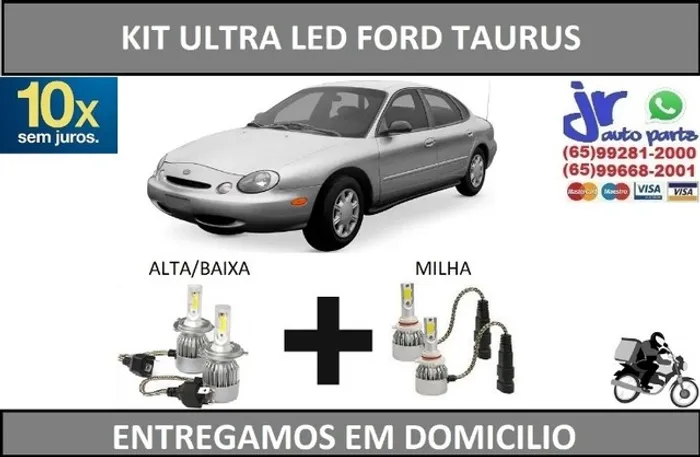 Kit Lampada Ultra LED(Alta e Baixa/Milha) Ford Taurus 6000K 12V 24V
