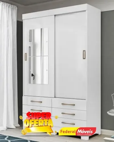 Guarda Roupa 2 Portas de Correr 6 Gavetas Espelho Direto da Fabrica Promoção