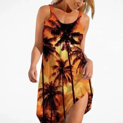 Vestido/Regata Kings Sneakers Praia Feminino Fenda em V Tropical Fim De Tarde
