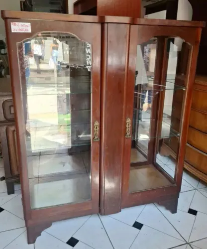 Cristaleira Antiga de Madeira Maçica 