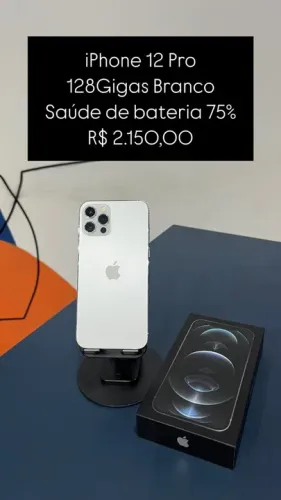 IPhone 12 Pro Branco 128Gigas Saude de Bateria 75% -R$ 2.150,00- Semi Novo | Loja Fisica |